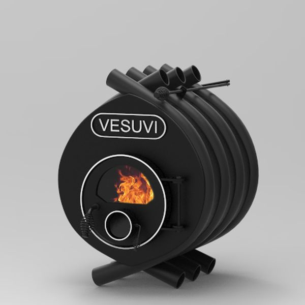 Печь калориферная на дровах «Vesuvi» classic «ОO» стекло+перфорация «VESUVI» classic «ОО»CП фото