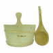 Набор Greus сосна (шайка 4 л + черпак) с пластиковой вставкой для бани и сауны Шайка Greus сосна фото 1