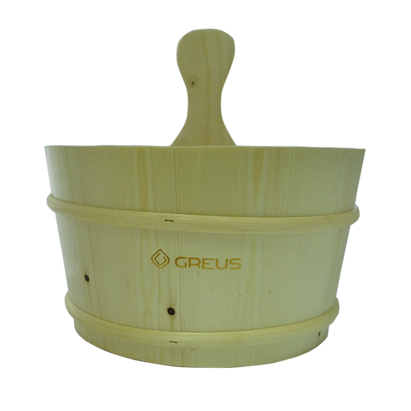 Набор Greus сосна/кедр (шайка 4 л + черпак) с пластиковой вставкой для бани и сауны Шайка Greus сосна/кедр фото