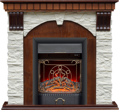 Электрокамин Taurus Richmond STD грецкий орех - очаг Majestic black Richmond STD грецкий орех фото