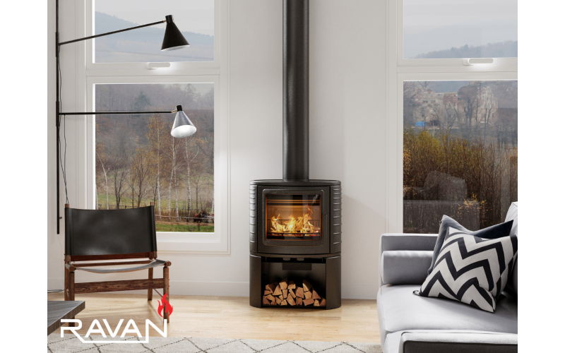 Чугунная печь-камин на дровах Ravan Deluxe 14 кВт Ravan Deluxe   фото