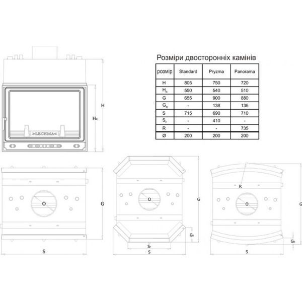 Каминная топка Lechma PL-190 Standard 15 кВт (двухсторонняя) PL-190 Standard 15 фото